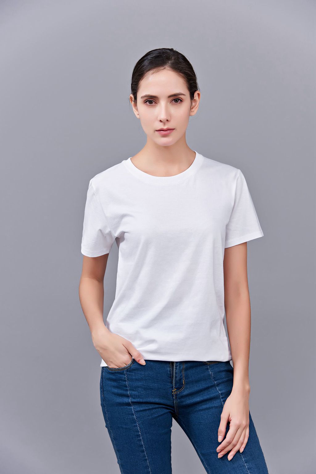 毕业创意校服班服文化衫定制加工LOGO绣秀印花款 澳大利亚棉200G长短袖文化衫 女款白色