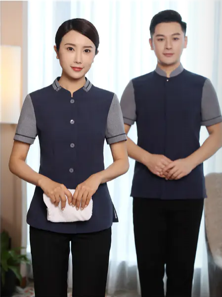 保洁服定制 舒适保洁服男女士夏季 深灰色短袖保洁服