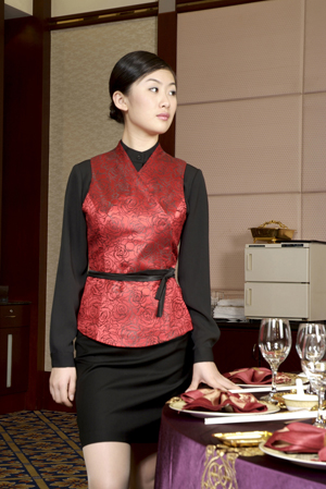 工服定制 高端酒店工服女士春夏季  红色长袖酒店工服