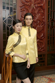 工服定制 高端酒店工服男女士 黄色长袖酒店工服