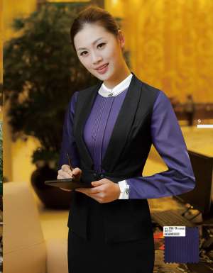 工服定制 高端酒店工服女士 蓝色高端