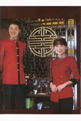 工服定制 高端酒店工服男女士 红色长