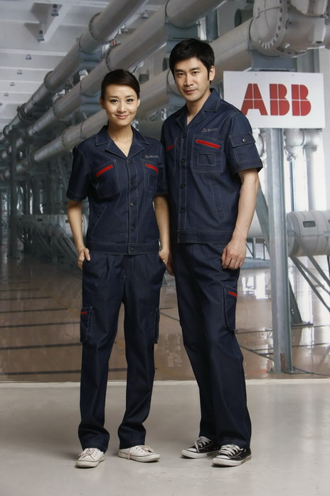 工服定制 耐磨工作服夏装男女士 黑色工作服夏装