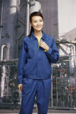 工服定制 耐磨工作服女士 蓝色长袖工