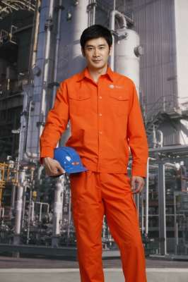 工服定制 耐磨工作服男士 橘色长袖工