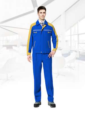 天蓝色工作服男士春秋全棉耐磨