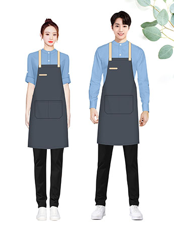 快餐厅餐饮厨房家用服务员纯棉全棉工作服男女围裙定制